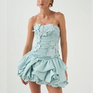 Aje Splendour Silver Blue Mini Dress